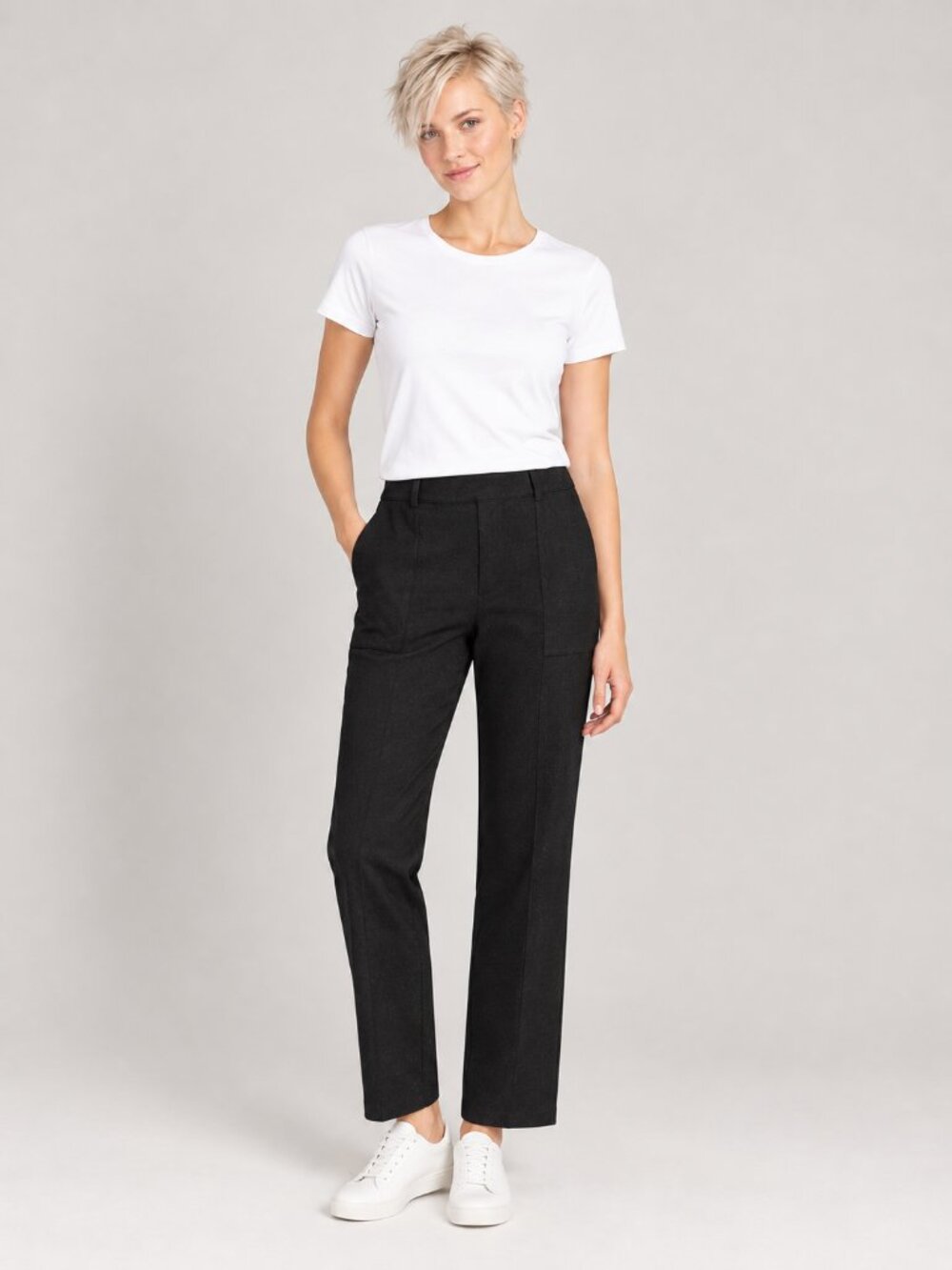 2/$30 Lands' End Starfish Utility Ankle Pant Straight Leg Black Small #A4804